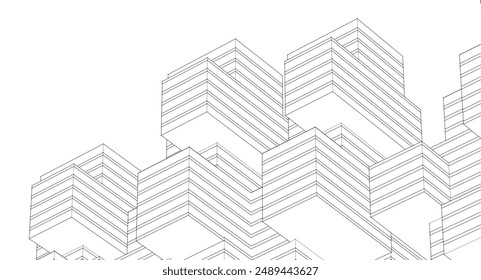 abstract modular architecture 3d rendering	