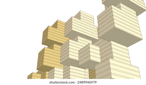  abstract modular architecture 3d rendering
