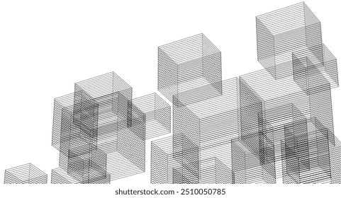 abstract modular architecture 3d rendering	