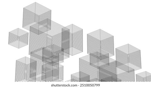 abstract modular architecture 3d rendering	