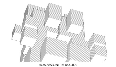 abstract modular architecture 3d rendering	