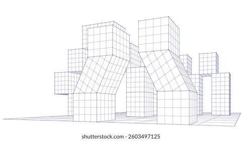 abstract modular architecture 3d rendering	