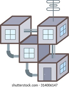 Abstract modular house out of blocks