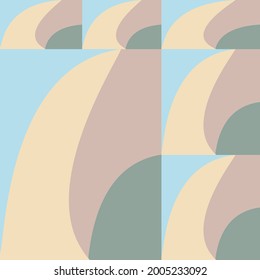 Abstract modular pattern of arcs and rectangles. Trendy colors of spring and summer 2021