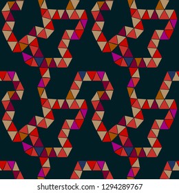 abstract modular pattern, figure folded from uneven triangles, seamless vector pattern