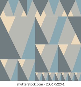Abstract modular pattern of squares, rectangles and triangles. Trendy colors of spring and summer 2021 blue shades