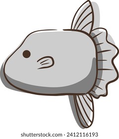Abstract mola mola doodle fish sign illustration for decoration on marine life, aquarium, fishing and nautical concept.