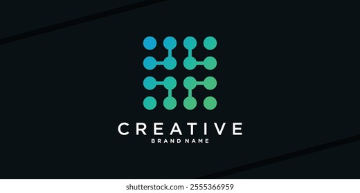 Abstract molecul tech logo. Creative square shape modern icon. Premium Vector