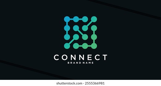 Abstract molecul tech logo. Creative square shape modern icon. Premium Vector
