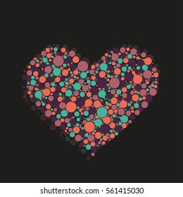 abstract molecular bright heart on a black background.