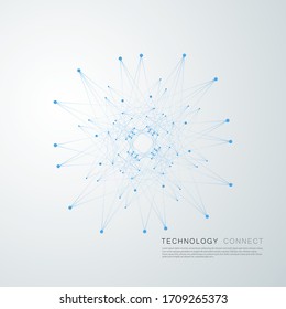 Abstract molecular compound of gray color with dots and lines. Chemical, medicine and scientific concept vector illustration