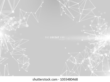 Abstract molecular connecting structures, science concept 3d vector background