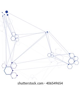 Abstract molecular connection. Technology connection. Connection of  hexagonal cells.