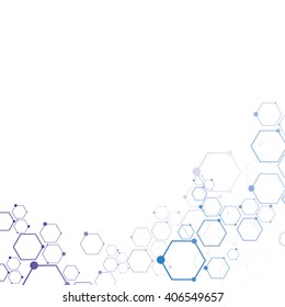 Abstract molecular connection. Technology connection. Connection of  hexagonal cells.