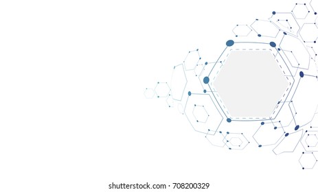 Abstract molecular hexagon connection structure. Science background.