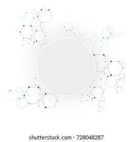 Abstract molecular hexagon connection structure. Science background.