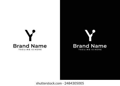 abstract molecular letter Y vector logo