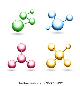 Abstract molecular logo and design elements. Vector colorful molecular icons set. Atoms and molecules symbol. Concept for science, medical, biotechnology, chemical industry themes.
