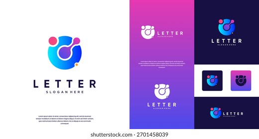 Abstrato logotipo molecular, com um conceito de tecnologia digital da letra O, conexão de rede inteligente, modelo gráfico vetorial.