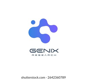 Abstract molecular logo with fusion organic shapes, representing science, biotech, and innovation. Ideal for tech startups, research firms, and data companies. Modern vector logo