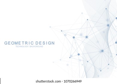 Abstract molecular network pattern with dynamic lines and points. Flow wave, sense of science and technology graphic design. Vector geometric illustration