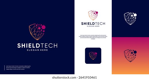 abstract molecular shield form defense, system connection, graphic design template.