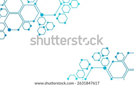 Abstract Molecular Structure Background with Blue Hexagons on Transparent Background