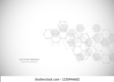 Abstract molecular structure and chemical elements. Medical, science and technology concept. Vector geometric background from hexagons