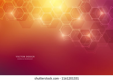 Abstract molecular structure and chemical elements. Medical, science and technology concept. Vector geometric background from hexagons