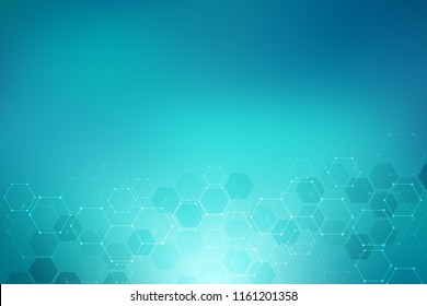 Abstract molecular structure and chemical elements. Medical, science and technology concept. Vector geometric background from hexagons