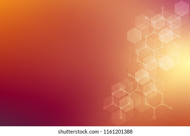 Abstract molecular structure and chemical elements. Medical, science and technology concept. Vector geometric background from hexagons