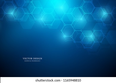 Abstract molecular structure and chemical elements. Medical, science and technology concept. Vector geometric background from hexagons