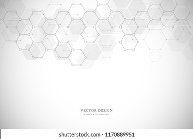 Abstract molecular structure and chemical elements. Medical, science and technology concept. Vector geometric background from hexagons