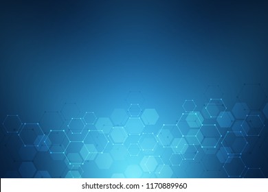 Abstract molecular structure and chemical elements. Medical, science and technology concept. Vector geometric background from hexagons