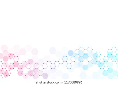 Abstract molecular structure and chemical elements. Medical, science and technology concept. Vector geometric background from hexagons