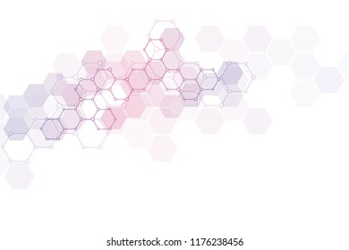 Abstract molecular structure and chemical elements. Medical, science and digital technology concept. Vector geometric background from hexagons