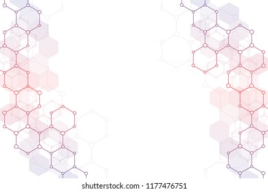 Abstract molecular structure and chemical elements. Medical, science and digital technology concept. Vector geometric background from hexagons