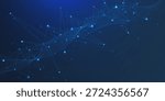 Abstract molecular structure with glowing plexus and wavy lines. Modern digital technology, big data visualization, science and futuristic background. Vector illustration