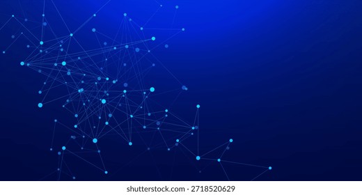Abstract molecular structure and internet network connection background. Futuristic connecting nodes and lines. Suitable for technology innovation and science. Vector illustration