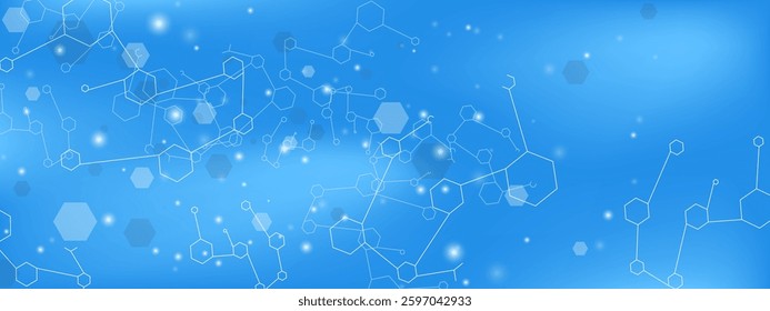 Abstract molecular structure for medical, science and technology. DNA and atom visualization banner background. Vector illustration