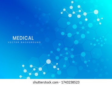 Estructura molecular abstracta sobre fondo azul claro. Concepto médico y científico. Ilustración del vector