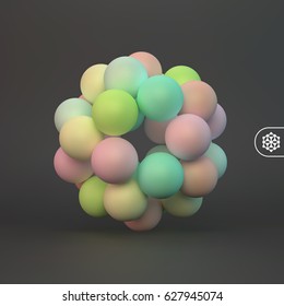 Estructura molecular abstracta con partículas. Antecedentes científicos. Estructura de conexión. Ilustración vectorial 3D para el diseño.