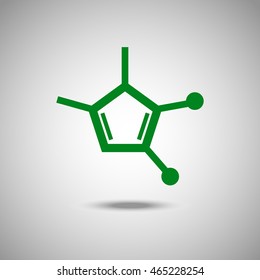 Abstract molecular structures icon. Flat style. Grey background. Vector illustration.