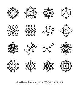 Estructuras moleculares Abstractas. Conjunto de iconos moleculares Abstractas. Elementos de diseño
