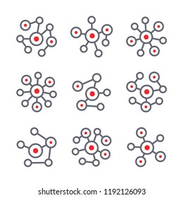 Abstract molecular structures, molecule, atoms, crystal lattice. Vector icons and logo design elements