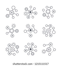 Abstract molecular structures, molecule, atoms, crystal lattice. Vector icons and logo design elements