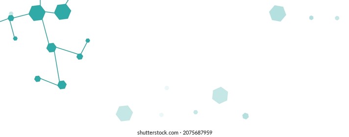 Abstract Molecular Vector Panoramic White Background. Molecule Technology Texture. Geometric Medical Modern Poster. Microbiology Cover.