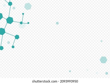 Abstract Molecular Vector Transparent Background. Molecule Medicine Illustration. Futuristic Chemical Structure Scientific Cover. Geometric Banner.