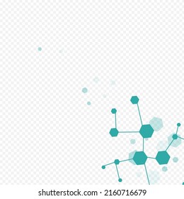 Abstract Molecular Vector Transparent Background. Chemistry Technology Cover. Futuristic Dna Medicine Illustration. Microbiology Design.