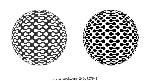 Abstract Molecule 3d Circle Ball Sphere Vector Illustration Set Isolated on White